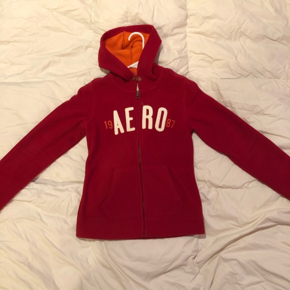 Warm Aeropostale orange and red soft zip up - Picture 2 of 5